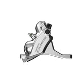 HYDRAULIC DISC BRAKE, BR-U6030, CUES, REAR, FLAT MOUNT, W/FIXING BOLT FOR MOUNT THICKNESS 25MM, W/O ADAPTER, W/B05S RESIN PAD (W/O FIN), SILVER