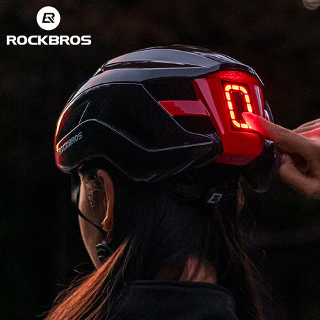 ROCKBROS Safety Warning Helmet with Built-In Lights and Adjustable Fit Electric USB