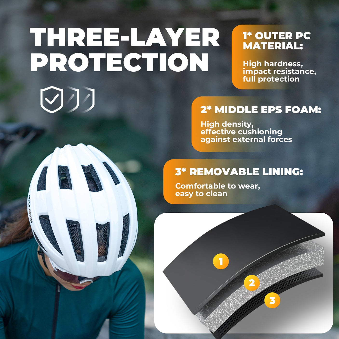 ROCKBROS Bicycle Helmet MTB Road Cycling Rear Light s Integrally-molded EPS+PC Ultralight