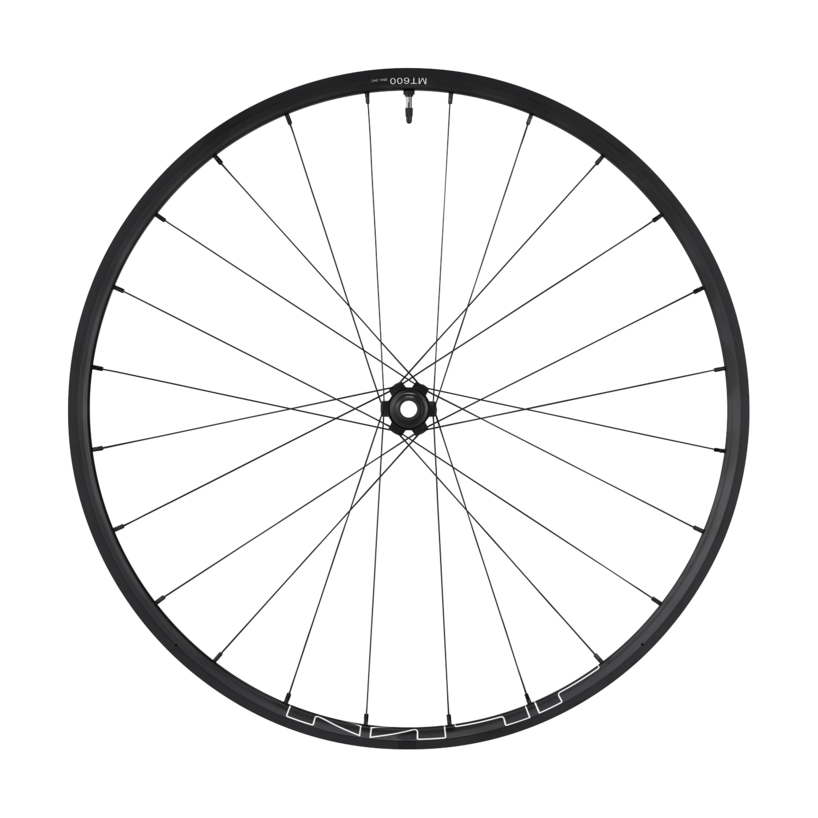 WHEEL, WH-MT600-B-29, FRONT, RIM 29, 24H, F:15MM E-THRU, CLINCHER (TUBELESS COMPATIBLE) OLD:110MM, BLACK, W/RIM TAPE, FOR CL DISC