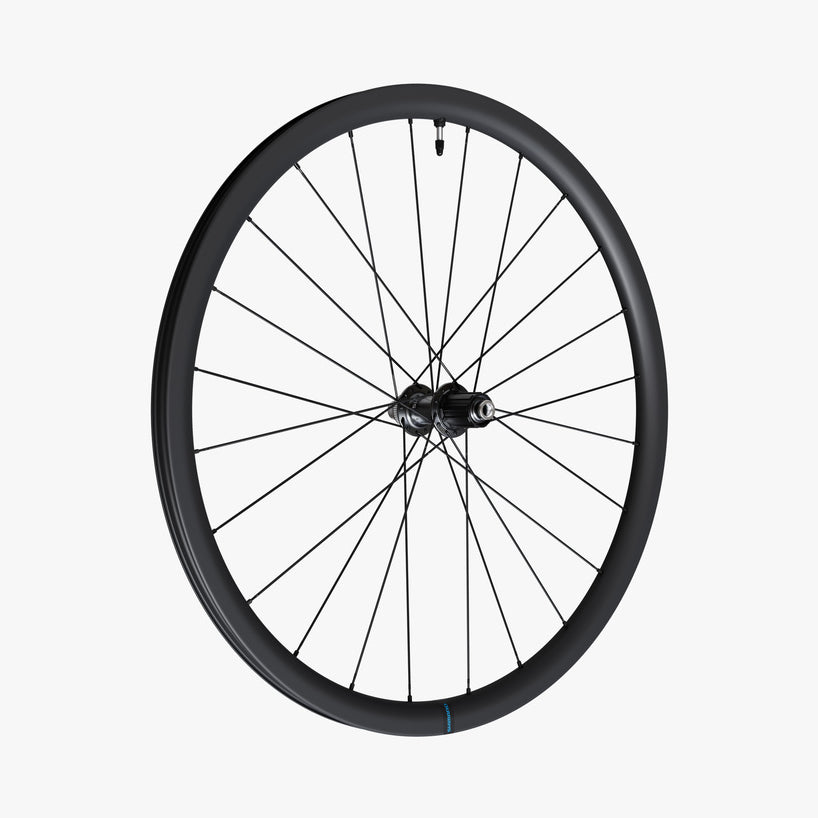 WHEEL, WH-RS710-C32-TL, FRONT, 24H, OLD:100MM, F:12MM E-THRU, TUBELESS, BLACK, W/TUBELESS TAPE, FOR CL DISC