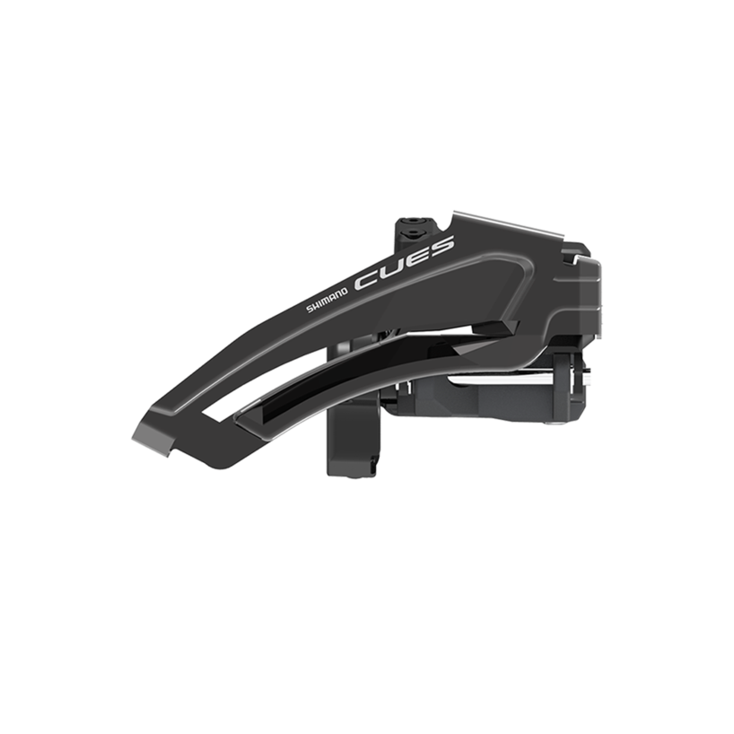 FRONT DERAILLEUR, FD-U8010-L, CUES, FOR 2X10/11, LOW CLAMP, TOP-SWING, 34.9MM BAND (W/31.8 & 28.6MM ADAPTER), CS-ANGLE: 63-68, FOR TOP GEAR: 46T, CL: 48.8MM