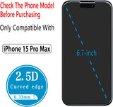 2 Pack Screen Protector for iPhone 15 Pro Max Tempered Glass Anti Scratch, Bubble Free