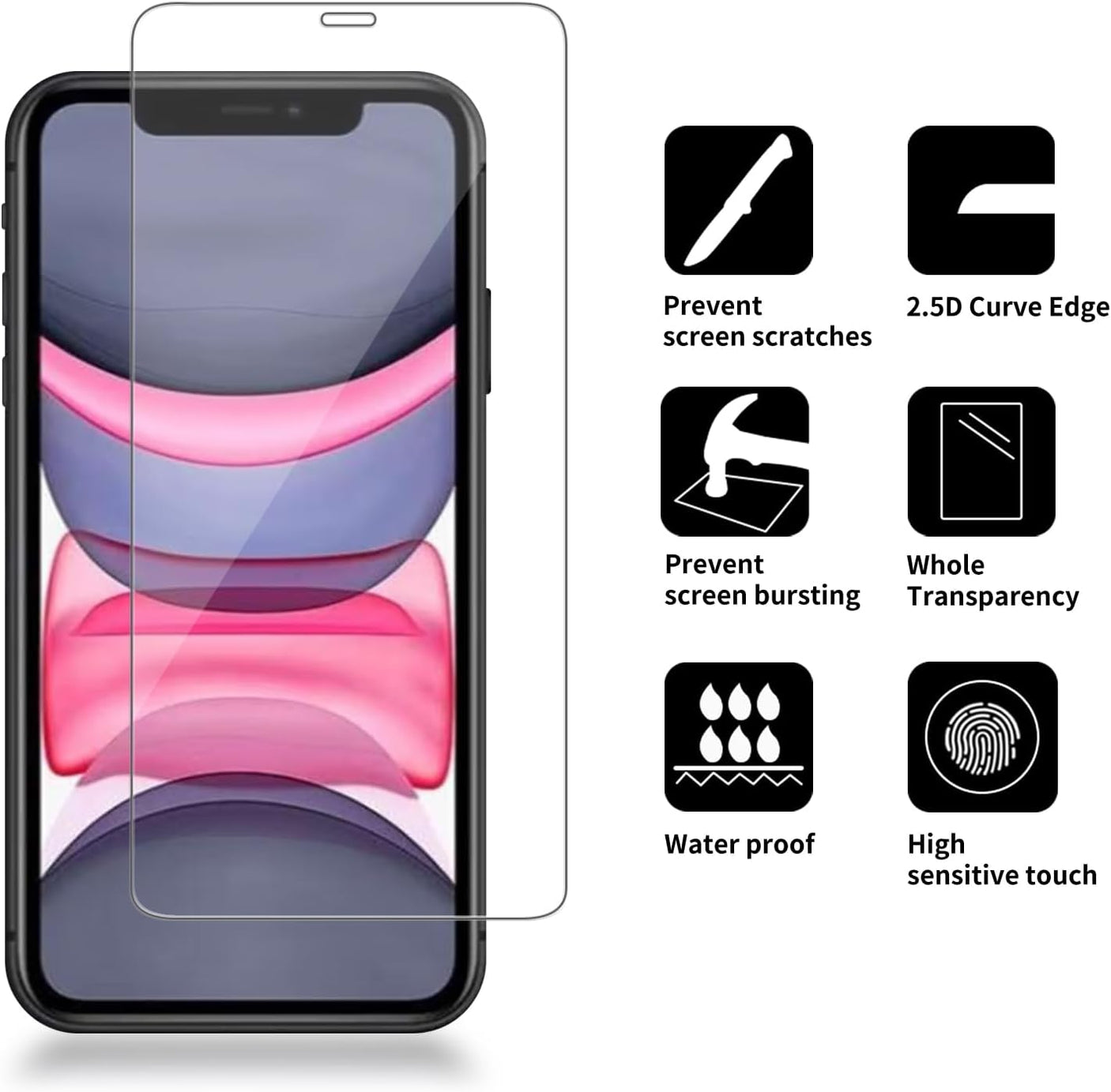 Screen Protector for iPhone 11 Pro/Xs/X, 2-Pack HD Clear, Face ID Compatible, Anti-Scratch Glass