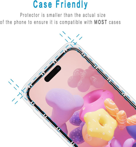 2 Pack Screen Protector for iPhone 16 6.1 inch Tempered Glass Full Coverage, Anti Scratch, Bubble Free