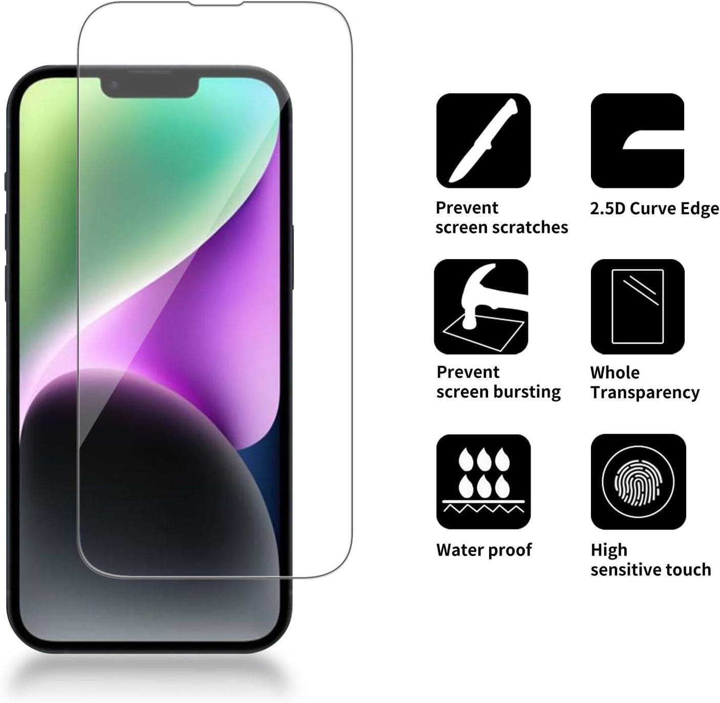 2 Pack Glass Screen Protector Compatible with iPhone 14 Pro Max [9H Hardness]-HD Screen Tempered Glass, Scratch Resistant,Easy Install