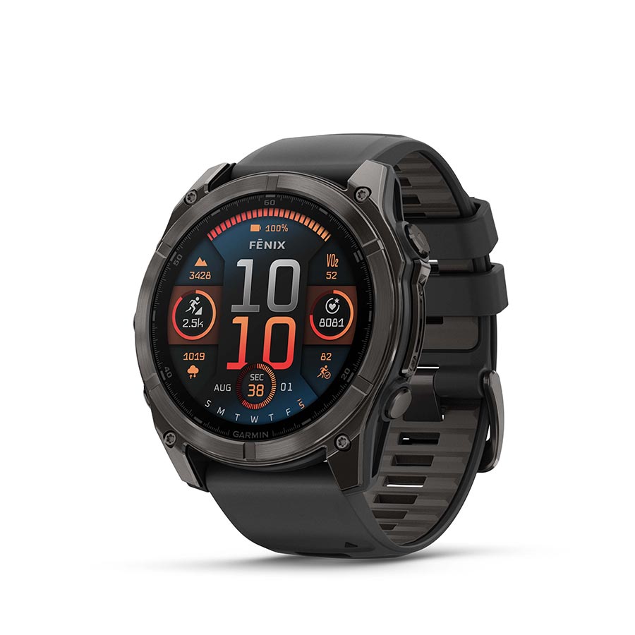 Garmin, fenix 8 AMOLED Sapphire 51mm, Watch, Watch Color: Titanium, Wristband: Orange/ Graphite - Silicone