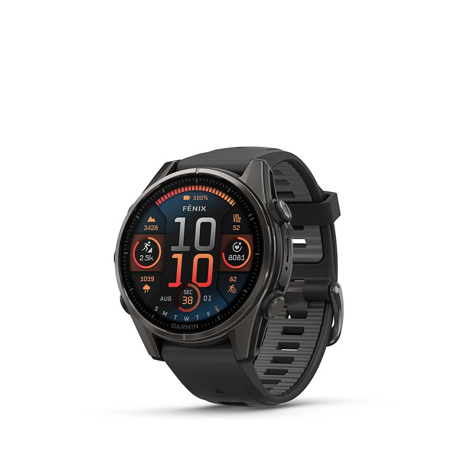 Garmin, fenix 8 AMOLED Sapphire 43mm, Watch, Watch Color: Gold, Wristband: Gray/ Dark Sandstone - Silicone