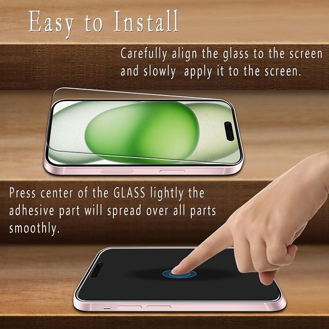 2 Pack Screen Protector for iPhone 15 Plus, 6.7 inch, Tempered Glass, Dynamic Island Compatible, Case Friendly, Not for iPhone 16 Pro Max 6.9 Inch