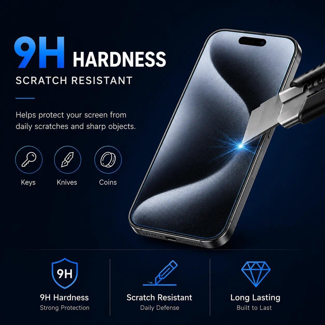 2-Pack Screen Protector for iPhone 13 Pro Tempered Glass Shatterproof