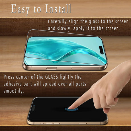 2 Pack Screen Protector for iPhone 16 Pro 6.3 inch Tempered Glass Full Coverage, Anti Scratch, Bubble Free