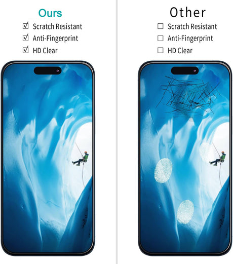 2 Pack Screen Protector for iPhone 15 Pro 6.1 Inch Tempered Glass Anti Scratch, Bubble Free, Easy to Install