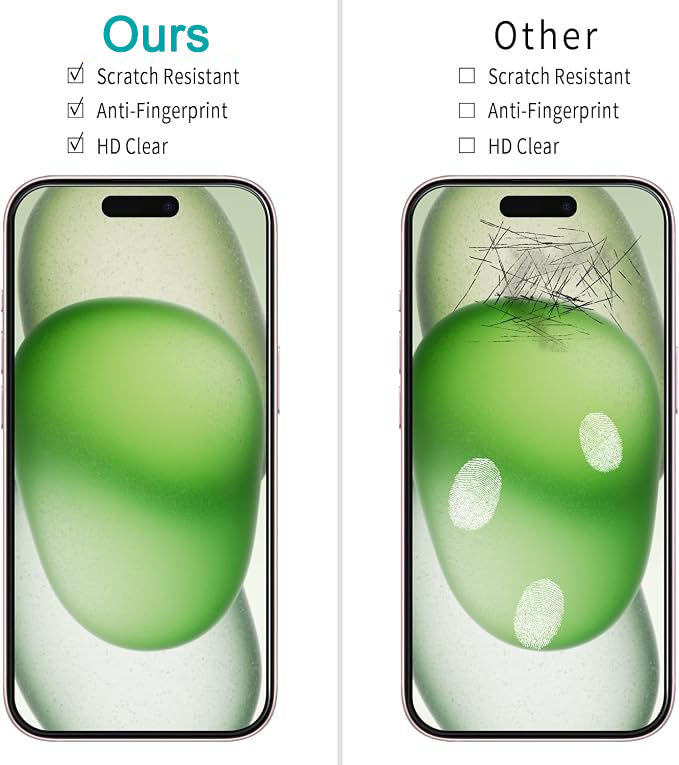 2 Pack Screen Protector for iPhone 15 Plus, 6.7 inch, Tempered Glass, Dynamic Island Compatible, Case Friendly, Not for iPhone 16 Pro Max 6.9 Inch