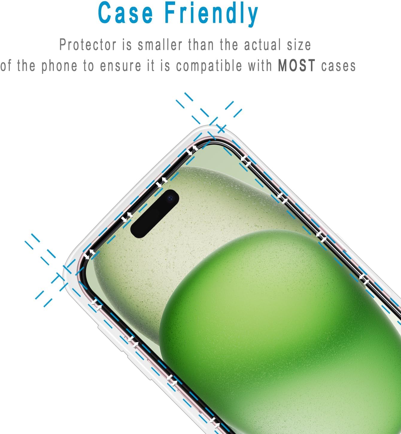 2 Pack Screen Protector for iPhone 15 Plus, 6.7 inch, Tempered Glass, Dynamic Island Compatible, Case Friendly, Not for iPhone 16 Pro Max 6.9 Inch