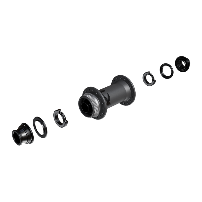 FRONT HUB, HB-M9210-B, XTR, CENTER LOCK DISC 32H, FOR 15MM THRU TYPE AXLE (W/O AXLE), OLD:110MM, W/O ROTOR MOUNT COVER, W/O LOCK RING