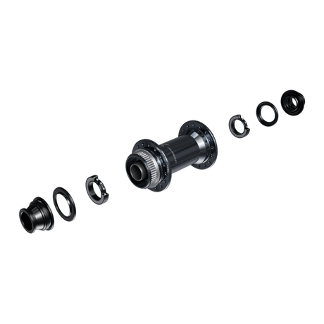 FRONT HUB, HB-M8210-B, DEORE XT, CENTER LOCK DISC 28H, FOR 15MM THRU TYPE AXLE (W/O AXLE), OLD:110MM, W/O ROTOR MOUNT COVER, W/O LOCK RING