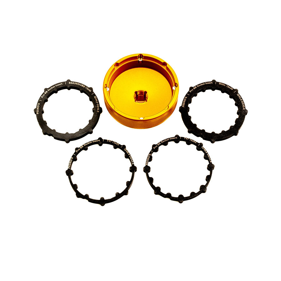 Pedros, Pro BB Socket, Bottom Bracket Tool, Shimano 16x44, Shimano 16x41, Shimano 16x39, BSA30/DUB 12x46, T47 16x52, T47 12x52, T47 16x48.5, & Prax. 12x49, Set