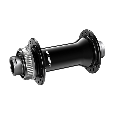 FRONT HUB, HB-MT900-B, CENTER LOCK DISC 32H, FOR 15MM THRU TYPE AXLE (W/O AXLE), OLD 110MM, W/O ROTOR MOUNT COVER, W/O LOCK RING, BLACK