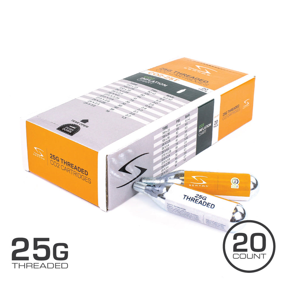 (CO2-25T20) 25 Gram CO2 Threaded Cartridge (20 Count)