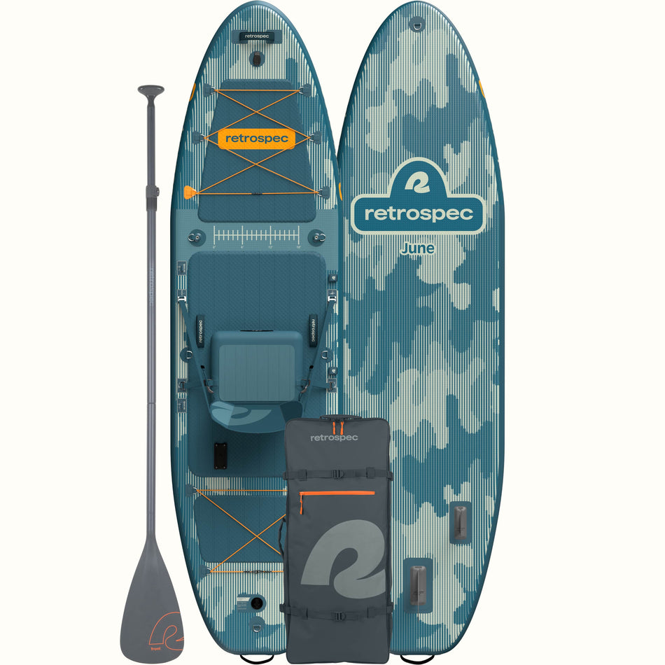 June Inflatable Fishing Paddle Board Kayak Hybrid 11’6”