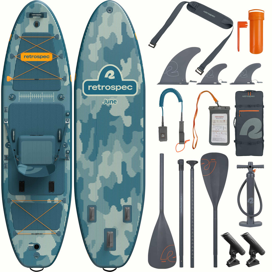 June Inflatable Fishing Paddle Board Kayak Hybrid 11’6”