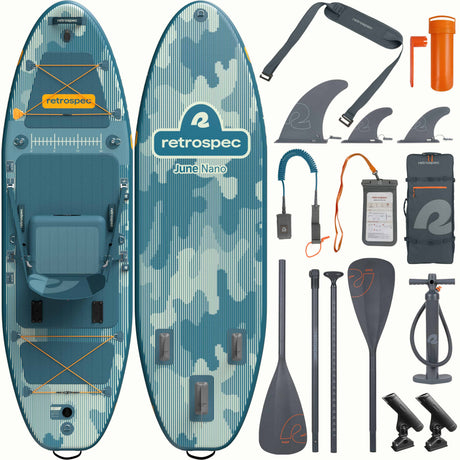 June Nano Kids Inflatable Fishing Paddle Board Kayak Hybrid 9'6"
