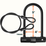 Lookout U-Lock Bike Lock With Cable - 14mm