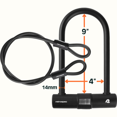 Lookout U-Lock Bike Lock With Cable - 14mm