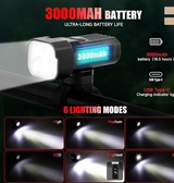 Bike Light for Night Riding, 2000LM Bicycle Headlight & Taillight, 3000mAh USB C Rechargeable Waterproof LED Bright Bike Headlights for Cyclists and Commuters