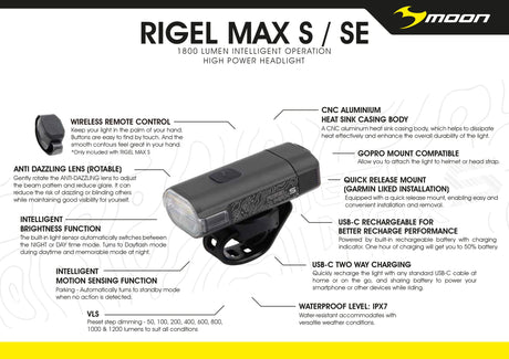 MOON RIGEL MAX-S 1600LM HEADLIGHT (88923)