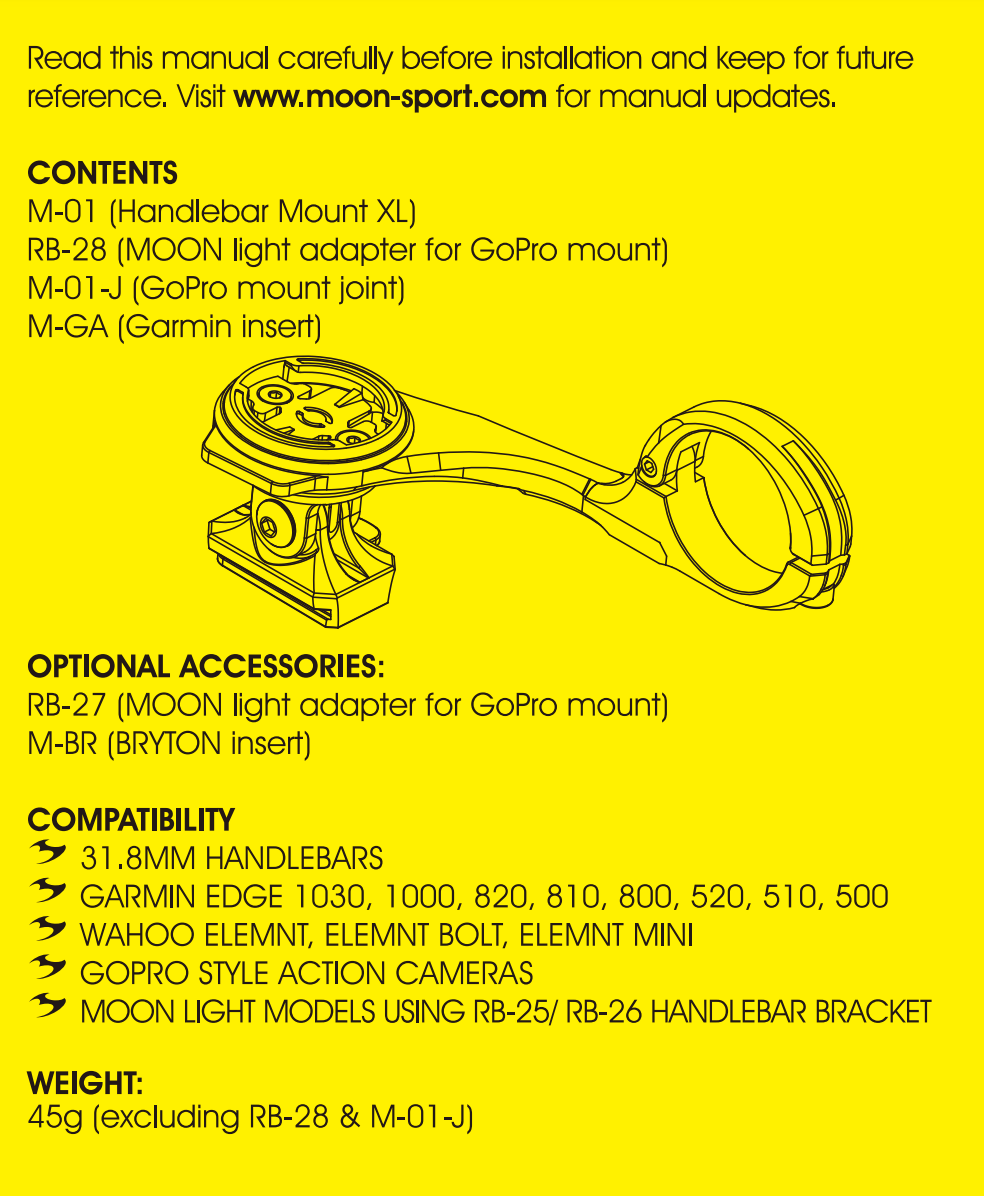 M-01 HANDLEBAR MOUNT/RB-28 ADPT/GARMIN 1030,1000,820,810/GPRO (83478)