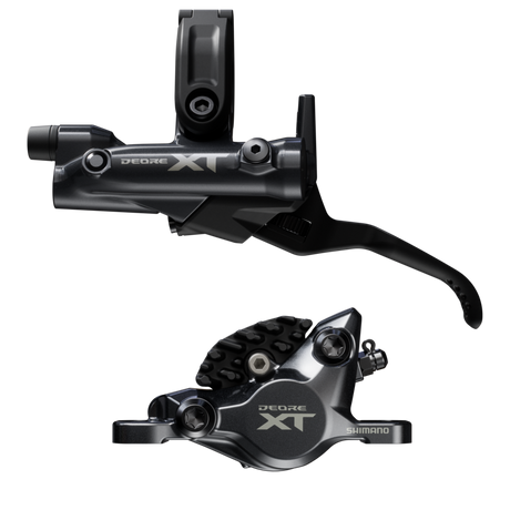 DISC BRAKE ASSEMBLED SET/J-kit, DEORE XT, BL-M8200(L), BR-M8200(F), W/O ADAPTER, METAL PAD(W/FIN), 1000MM HOSE (SM-BH90-SBM BLACK), W/CONNECTER INSERT