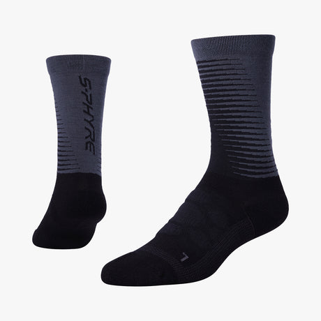 S-PHYRE MERINO TALL SOCKS, BLACK/GRAY, S/M (SHOE SIZE 36-40)