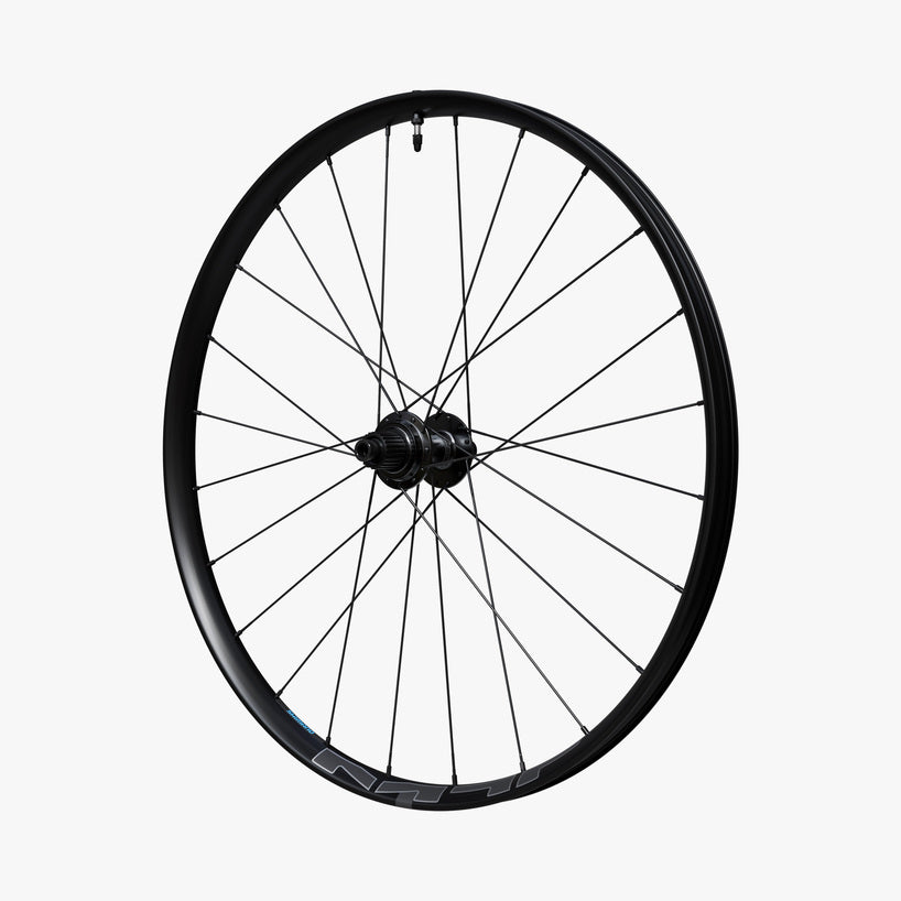 WHEEL, WH-MT620-B-29, F&R:24H, FOR 12S, F:15/R:12MM E-THRU, TUBELESS, OLD:110/148MM, BLACK, W/ STD STICKER, CL DISC