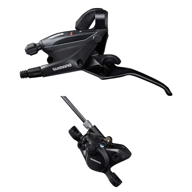 DISC BRAKE ASSEMBLED SET, ST-EF505(L), BR-MT200(F), POST MOUNT, RESIN PAD, W/ OLIVE & CONNECTER INSERT, 1000MM HOSE (SM-B H59-SS BLACK), 600MM SP41 OUTER