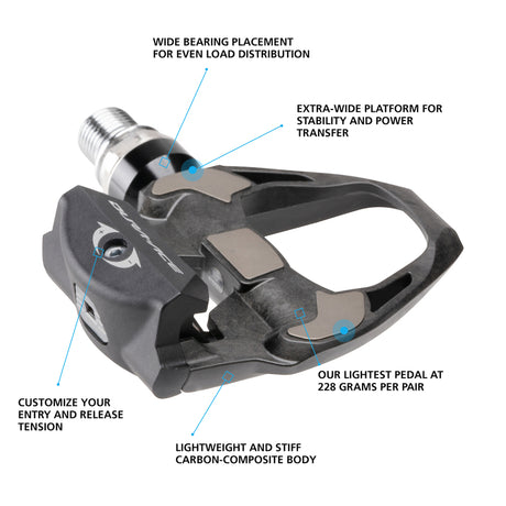 PEDAL, PD-R9100, DURA-ACE, SPD-SL, W/CLEAT (SM-SH12), 4MM LONGER AXLE